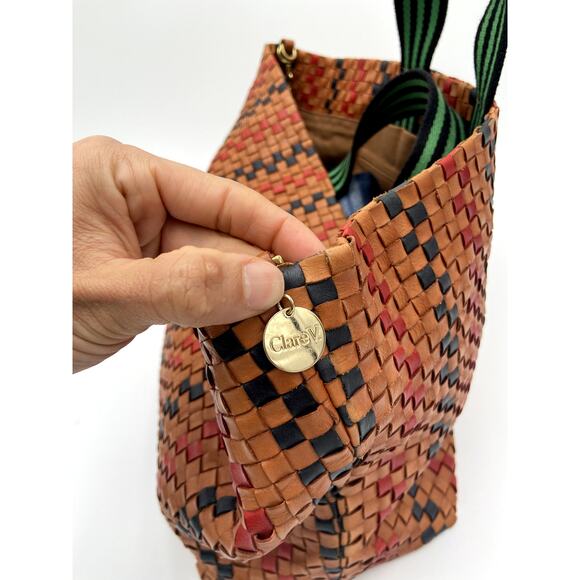 Clare V. Bateau Tote Bag Plaid Woven Checker - Picture 4 of 11